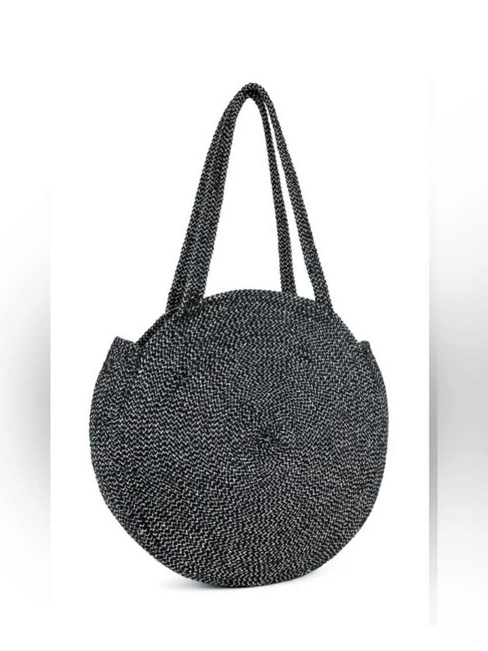 Magid Black and White Round Woven Tote